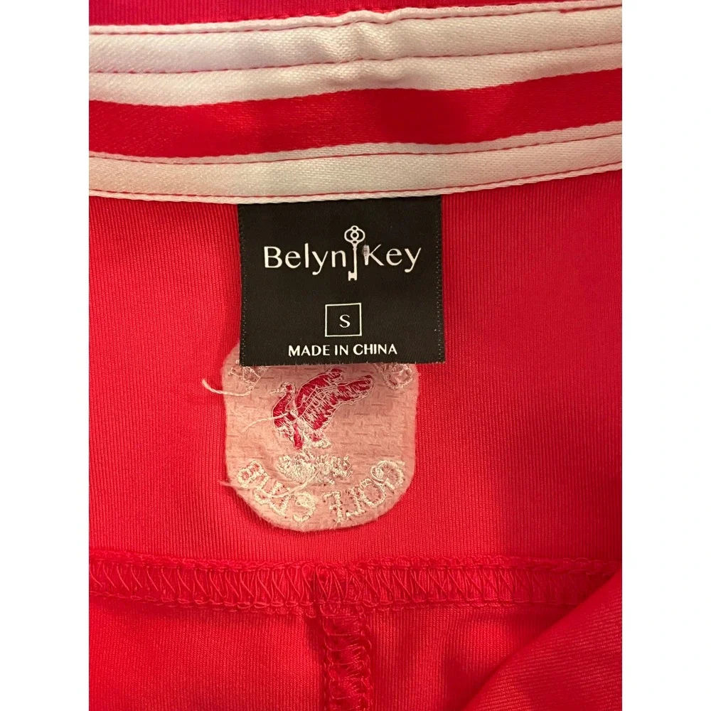 NWT Belyn Key Birdie Sleeveless Polo Shirt Melon Pink Golf Tennis‎ Top Womens S